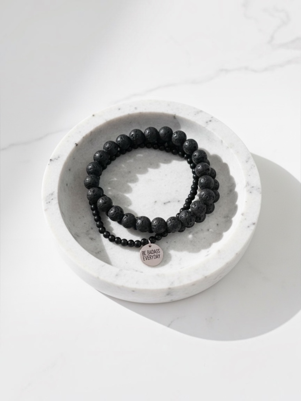 You Are Enough Bracelet Set | Lava Stone and Black Bead Be Badass Everyday|